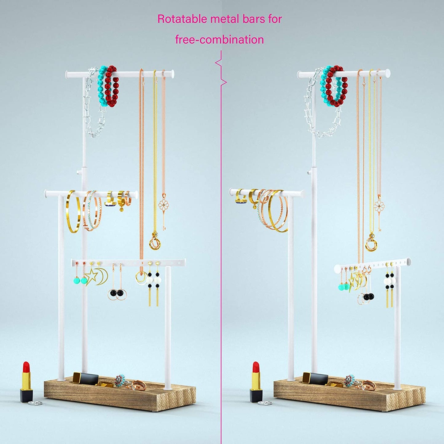 3 Tier Jewelry Organizer Display Extra Tall Necklace Holder (Carbonized Black)