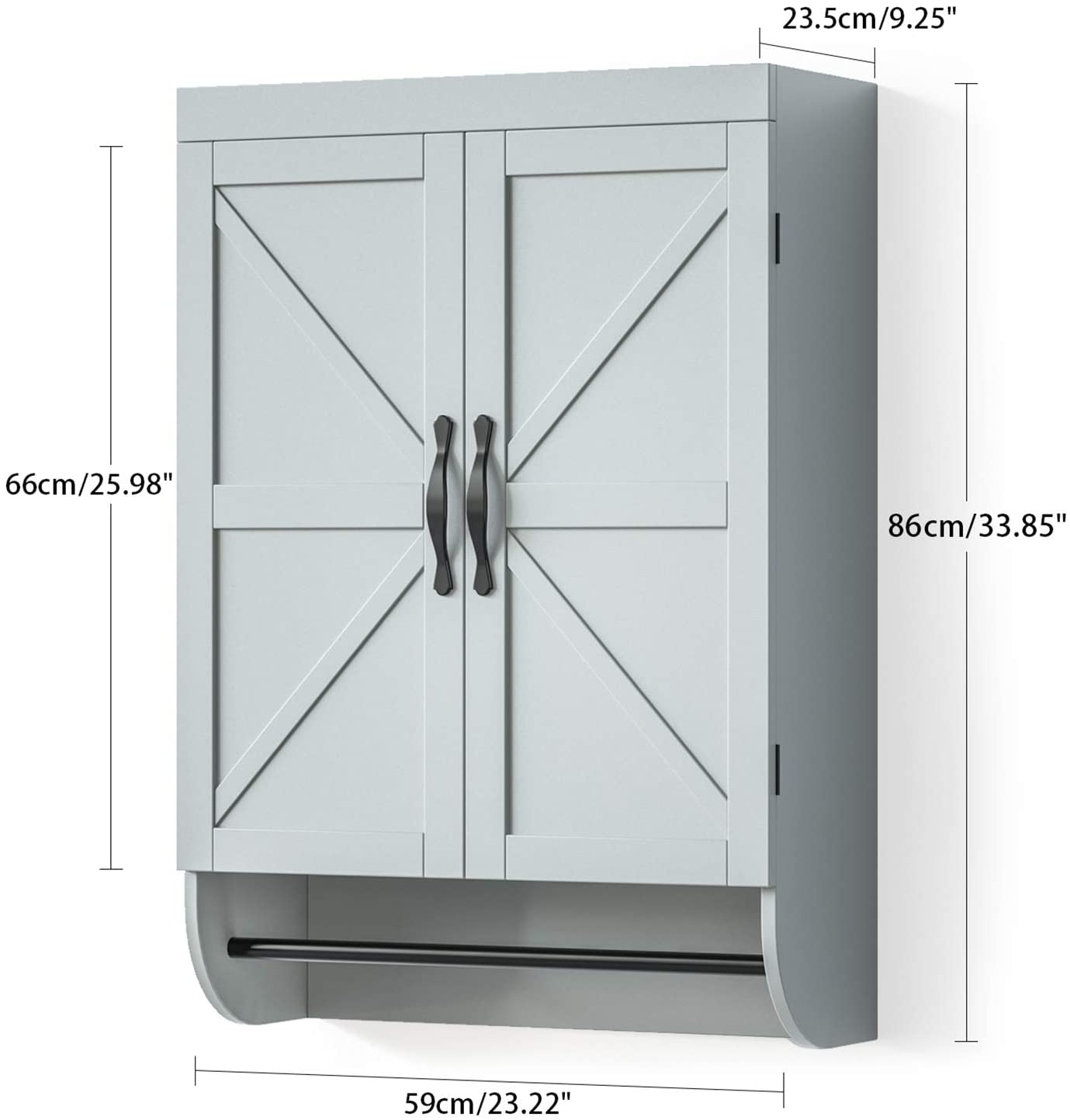 SRIWATANA Bathroom Wall Cabinet, 2-Door Medicine Cabinet with Adjustable Shelf
