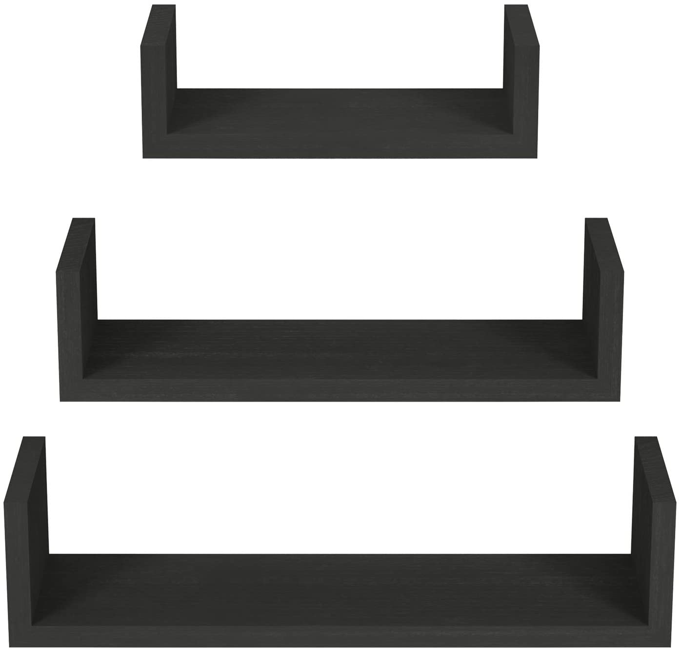 Set of 3 Floating Shelves Wall Mounted (Black)