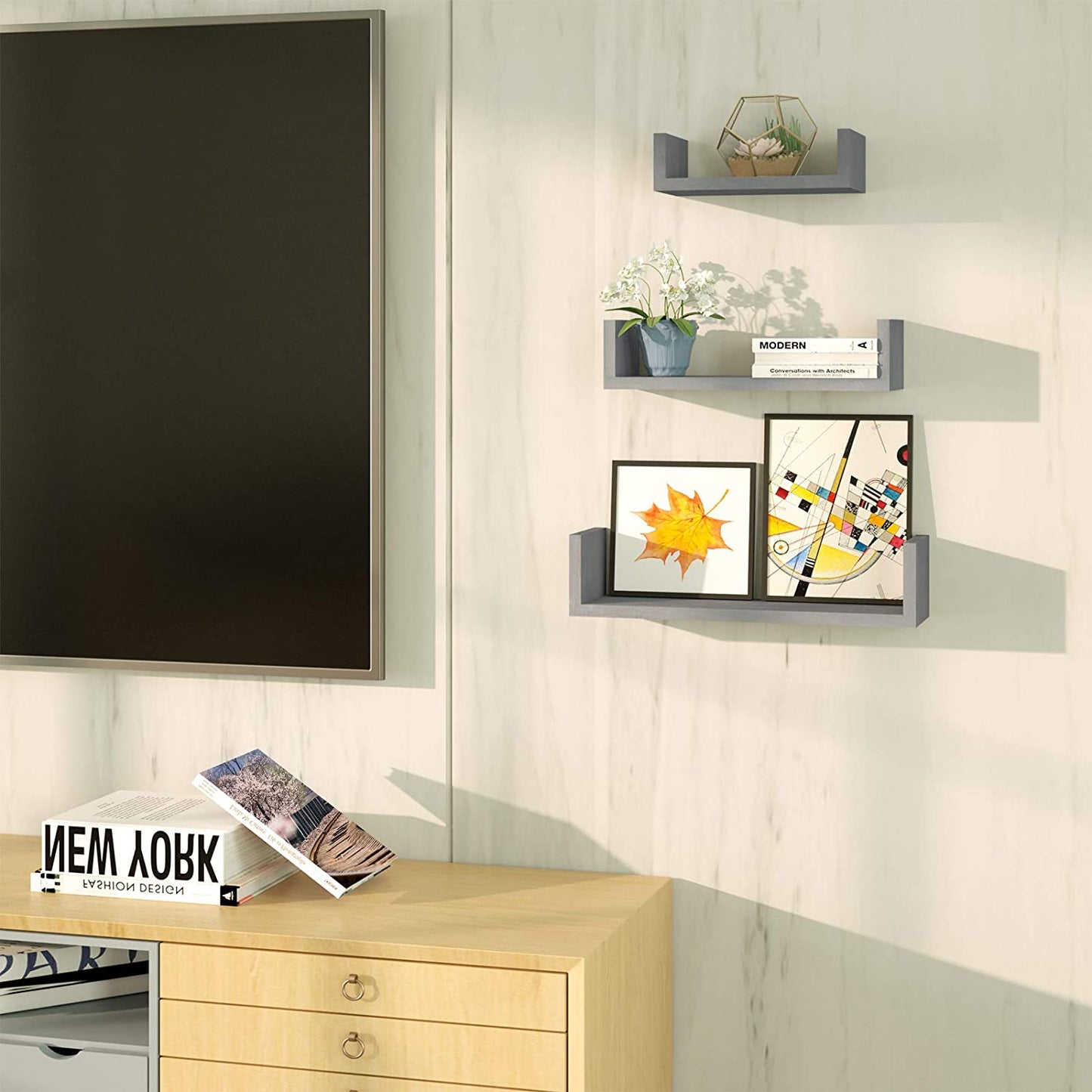 Set of 3 Floating Shelves Wall Mounted