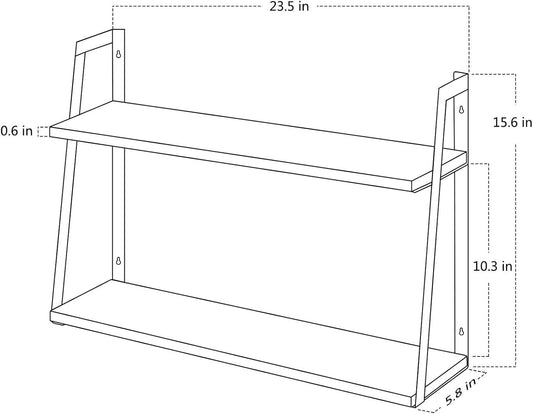 SRIWATANA Floating Wall Shelves, 2-Tier Rustic Wood Shelves for Bedoom, Bathroom, Living Room, Kitchen