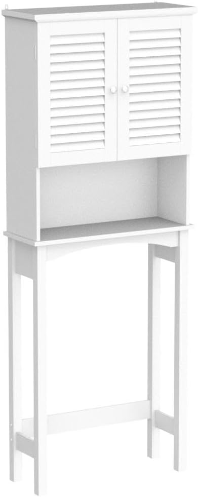 SRIWATANA Over The Toilet Storage, Bathroom Cabinet Organizer Shelf Space Saver with Adjustable Rack