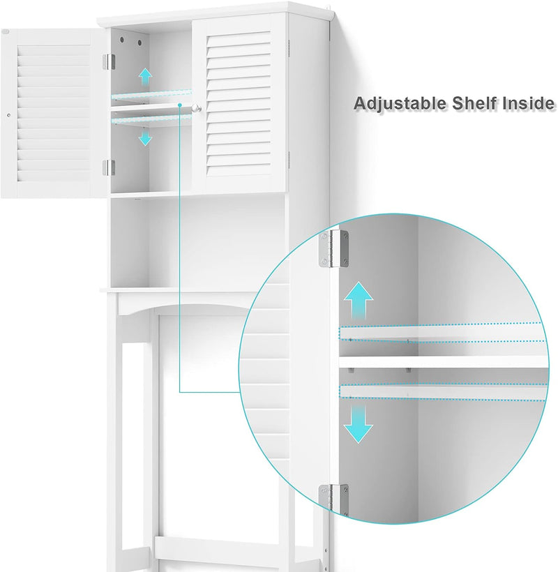 SRIWATANA Over The Toilet Storage, Bathroom Cabinet Organizer Shelf Space Saver with Adjustable Rack