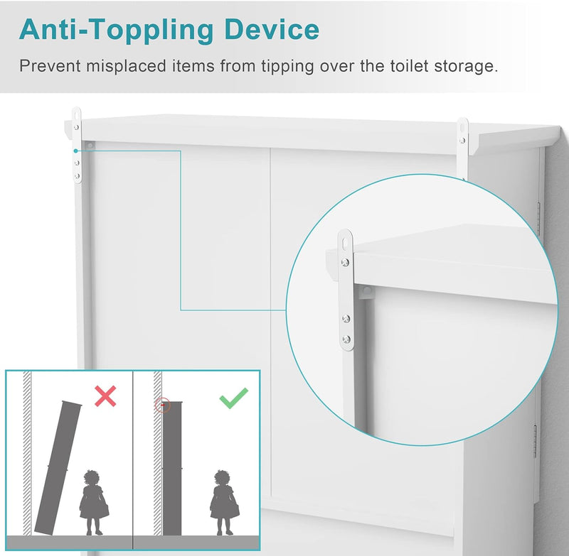 SRIWATANA Over The Toilet Storage, Bathroom Cabinet Organizer Shelf Space Saver with Adjustable Rack