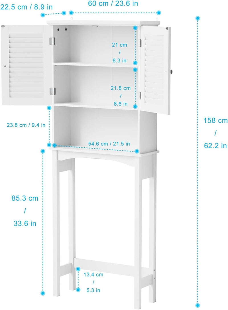 SRIWATANA Over The Toilet Storage, Bathroom Cabinet Organizer Shelf Space Saver with Adjustable Rack