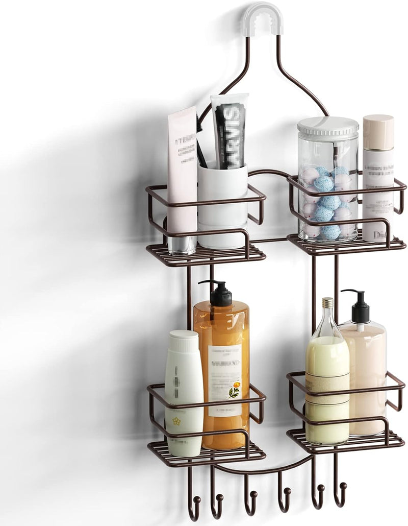 SRIWATANA Shower Caddy Organizer Hanging Over Head, Bathroom Shower Rack Hanger with Hooks for Razors