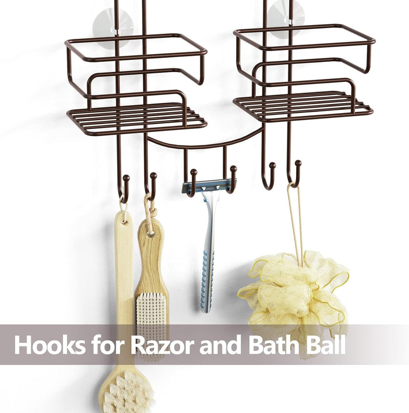 SRIWATANA Shower Caddy Organizer Hanging Over Head, Bathroom Shower Rack Hanger with Hooks for Razors