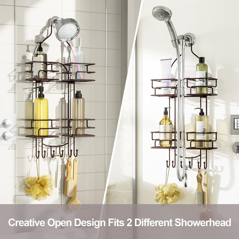 SRIWATANA Shower Caddy Organizer Hanging Over Head, Bathroom Shower Rack Hanger with Hooks for Razors