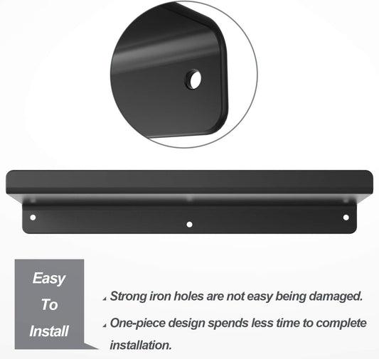 SRIWATANA Black Metal Wall Shelves, 2 Set Floating Shelves for Bedroom, Living Room, Bathroom, Kitchen