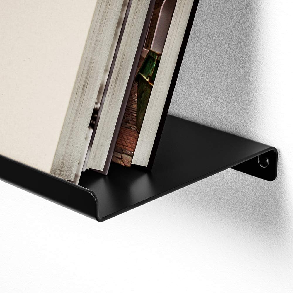 SRIWATANA Black Metal Wall Shelves, 2 Set Floating Shelves for Bedroom, Living Room, Bathroom, Kitchen