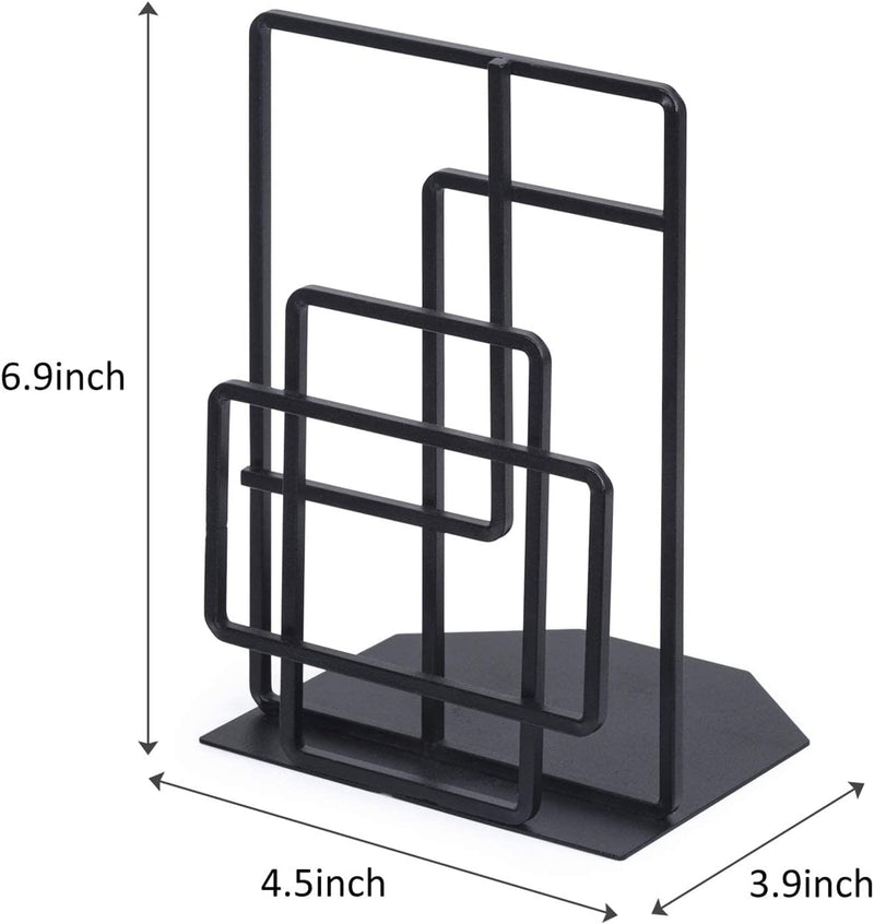 SRIWATANA Book Ends Heavy Duty, Decorative Black Bookends for Shelves, Window Lattice Design