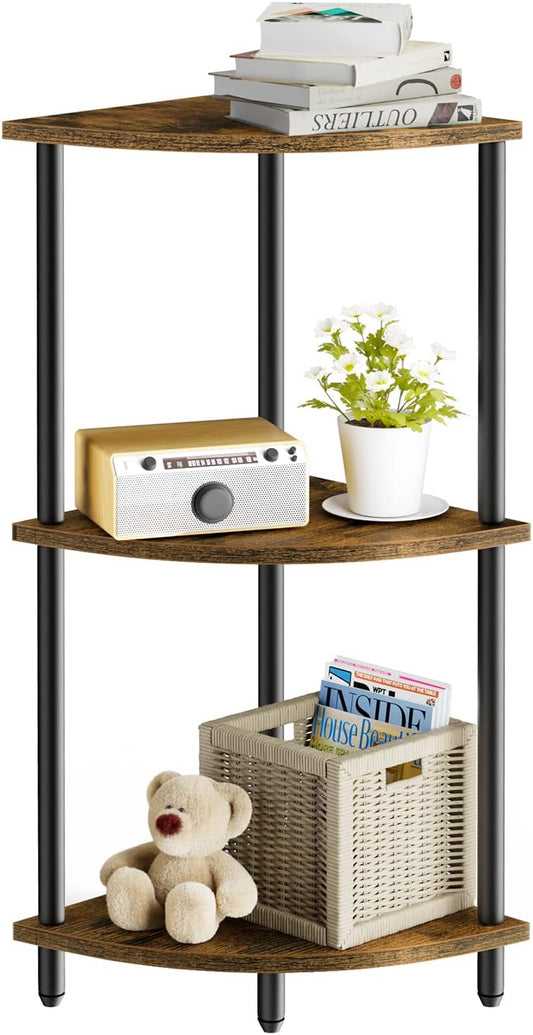 SRIWATANA 3-Tier Corner Shelf Stand for Small Space, 29.5" Standing Corner Shelf, Vintage Corner Display and Storage Shelf for Bedroom, Living Room, Home Office