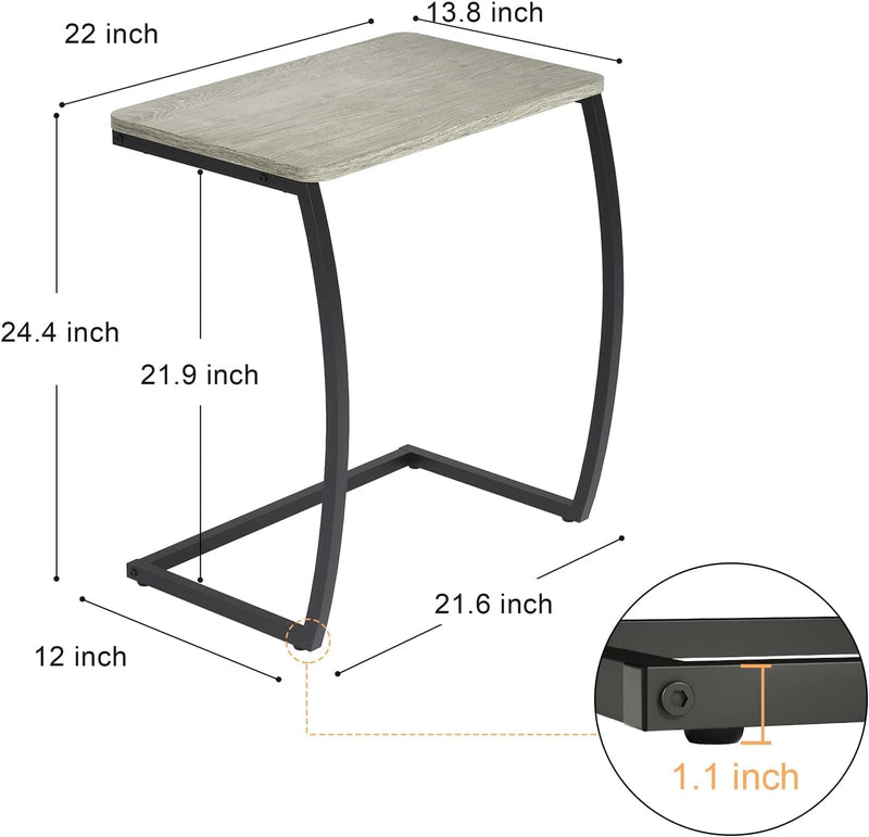 SRIWATANA Side Table, End Table, Vintage C-Shaped Couch Table for Sofa Laptop Coffee Snack