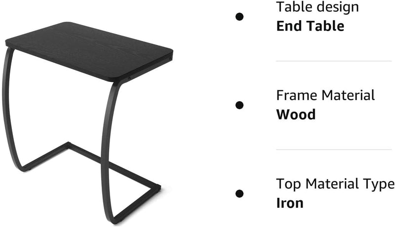 SRIWATANA Side Table, End Table, Vintage C-Shaped Couch Table for Sofa Laptop Coffee Snack