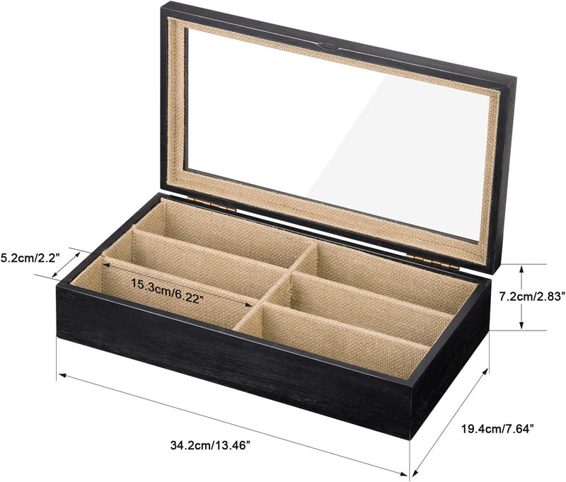 SRIWATANA Sunglasses Organizer Box, 6 Slot Eyeglasses Display Case Storage for Women Men