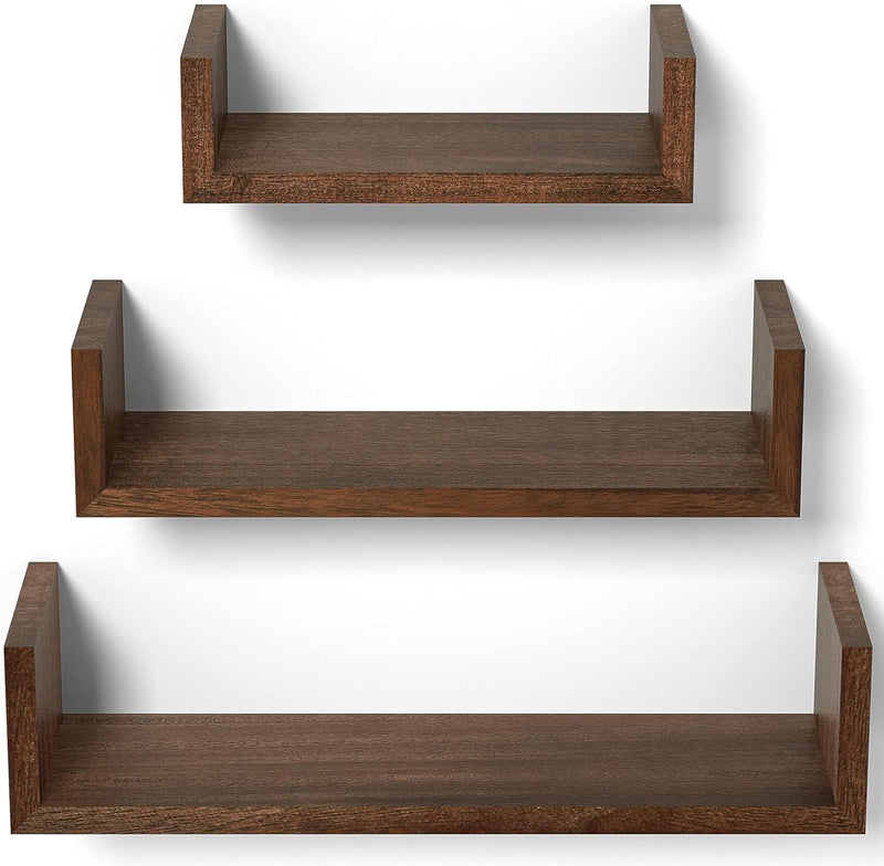 SRIWATANA Floating Shelves Wall Mounted, Solid Wood Wall Shelves