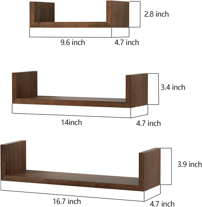 SRIWATANA Floating Shelves Wall Mounted, Solid Wood Wall Shelves