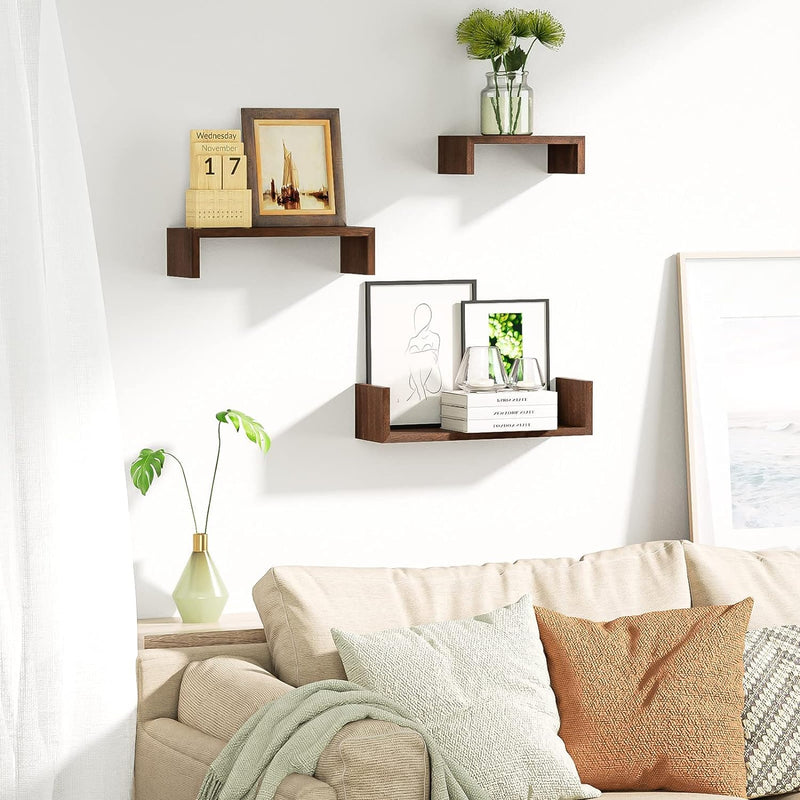 SRIWATANA Floating Shelves Wall Mounted, Solid Wood Wall Shelves