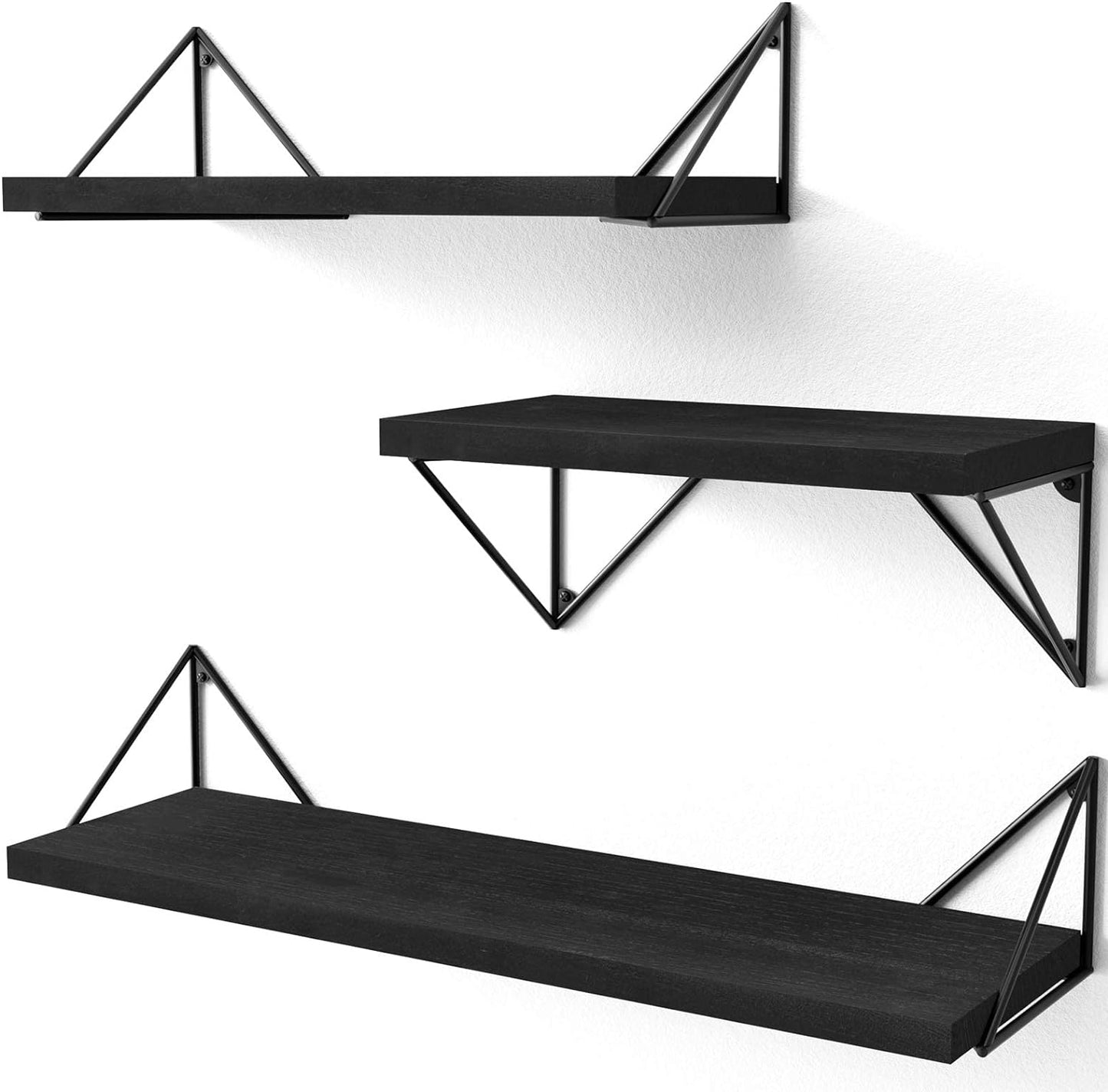SRIWATANA Floating Shelves Wall Mounted, Rustic Wall Shelves for Bedroom, Bathroom, Living Room, Kitchen Set of 3