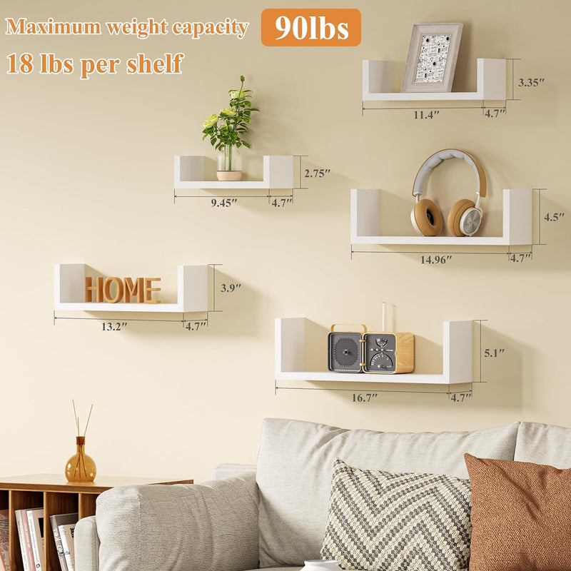 5 Pcs Wood Shelves for Wall Decor