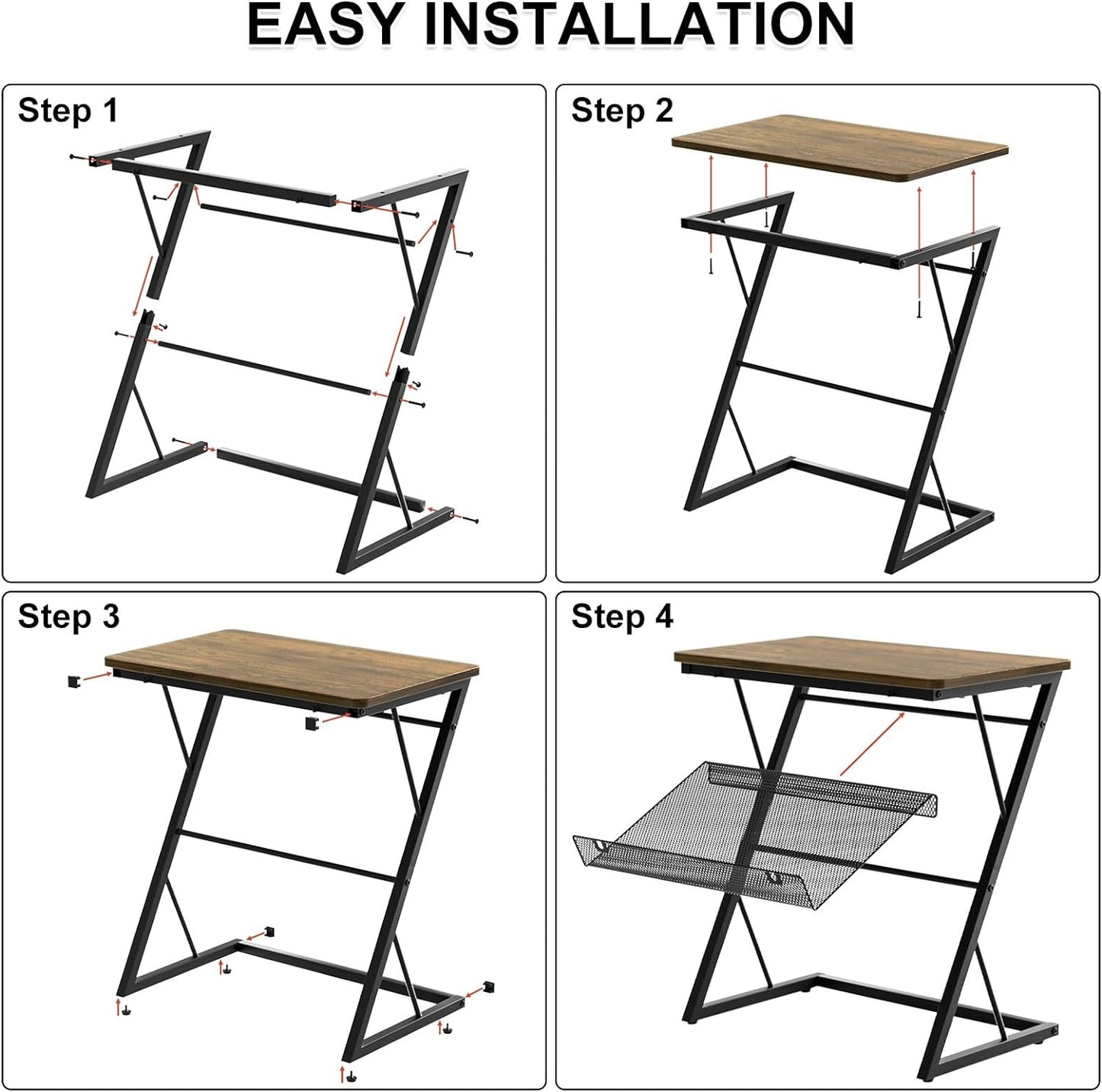SRIWATANA End Table, Side Table for Bed, Couch and Sofa, Larger Desktop Z Table with Storage Shelf for Living Room, Bedroom