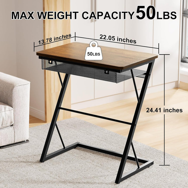 SRIWATANA End Table, Side Table for Bed, Couch and Sofa, Larger Desktop Z Table with Storage Shelf for Living Room, Bedroom