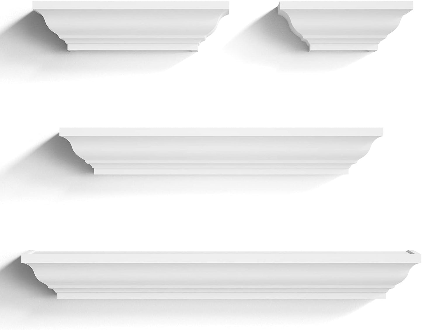 SRIWATANA Black Floating Shelves, Solid Wood Storage Wall Shelves Set of 4 Display Ledge Shelves Decor for Bedroom, Living Room, Bathroom, Kitchen