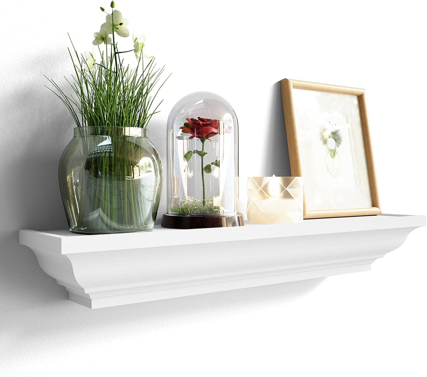 SRIWATANA Black Floating Shelves, Solid Wood Storage Wall Shelves Set of 4 Display Ledge Shelves Decor for Bedroom, Living Room, Bathroom, Kitchen