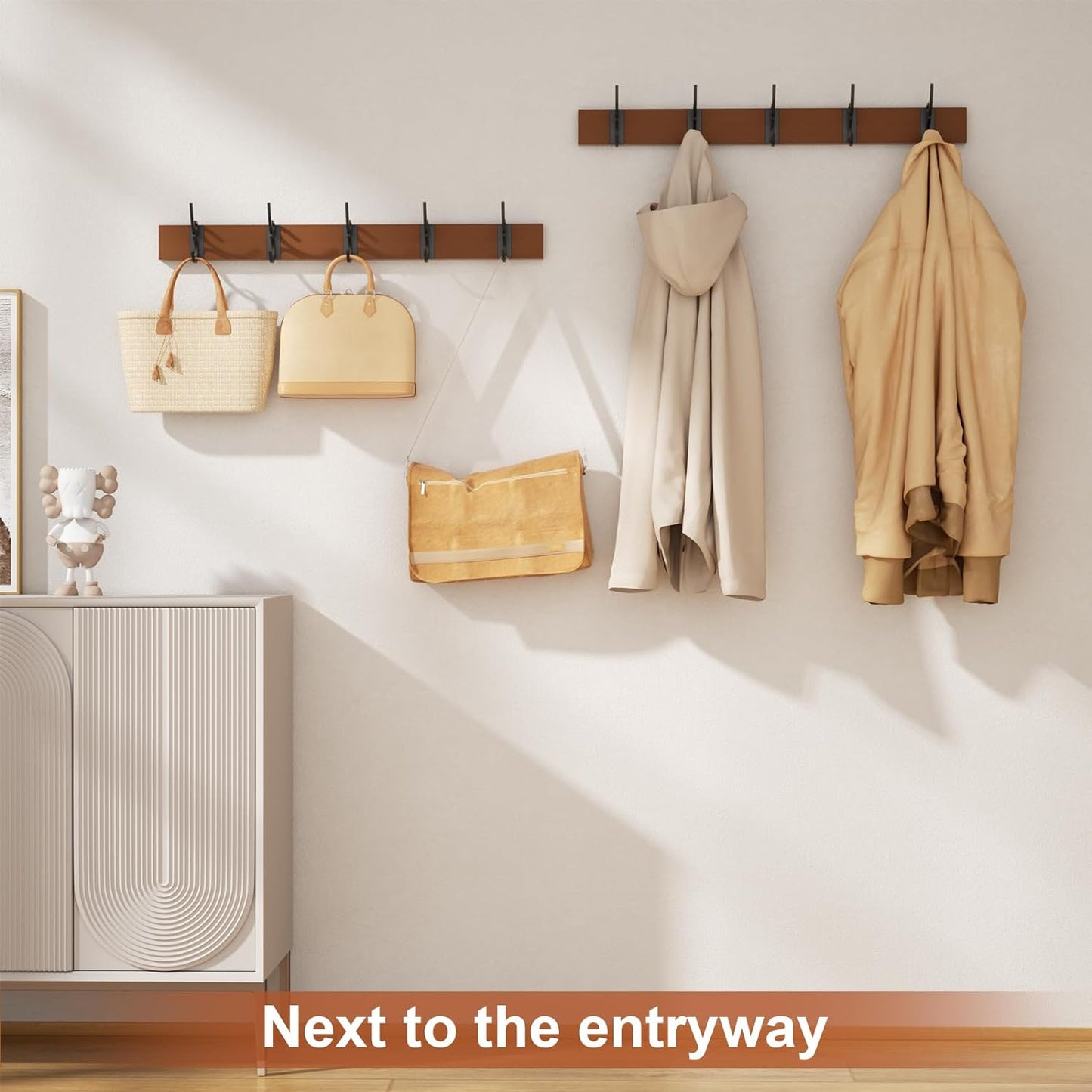 SRIWATANA Coat Rack Wall Mounted, 21.65 Inch Long Coat Hooks for Hanging Hats, Clothes,Towels in Entrtyway, Bathroom, Bedroom and Kitchen, 2 Packs