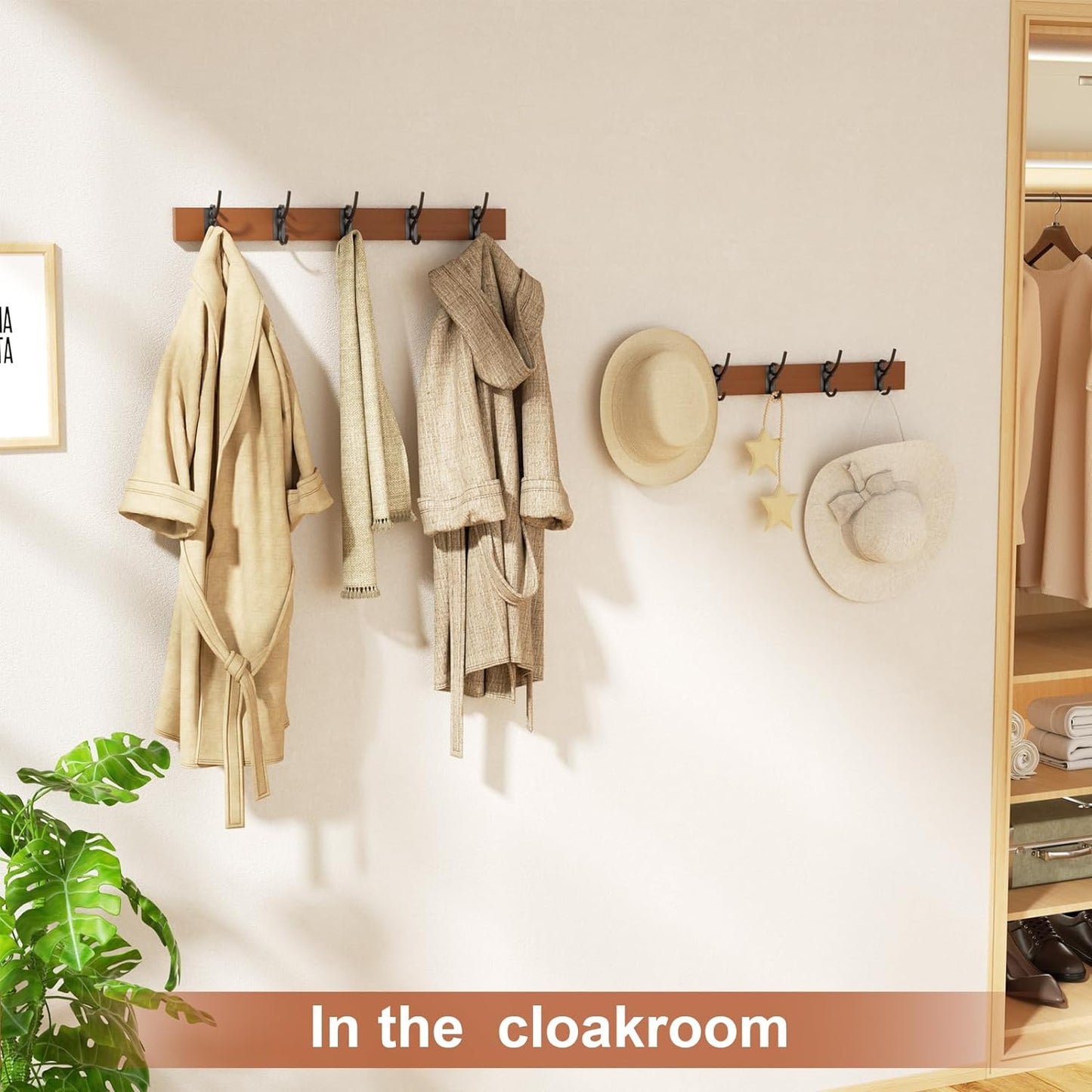 SRIWATANA Coat Rack Wall Mounted, 21.65 Inch Long Coat Hooks for Hanging Hats, Clothes,Towels in Entrtyway, Bathroom, Bedroom and Kitchen, 2 Packs