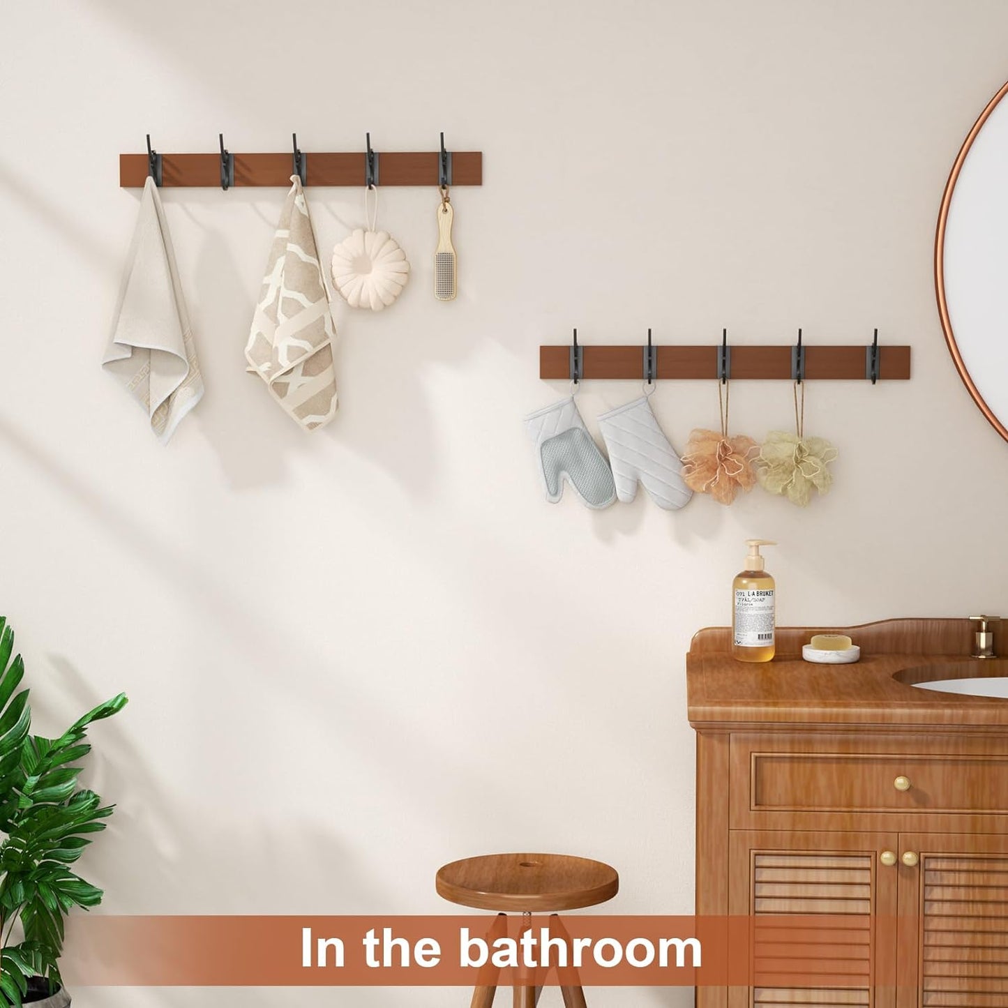 SRIWATANA Coat Rack Wall Mounted, 21.65 Inch Long Coat Hooks for Hanging Hats, Clothes,Towels in Entrtyway, Bathroom, Bedroom and Kitchen, 2 Packs
