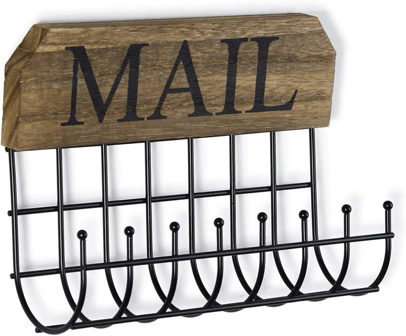 SRIWATANA Rustic Mail Holder Organizer, Key Holder Wall Mount Mail Sorter for Hallway Foyer and Home Decoration