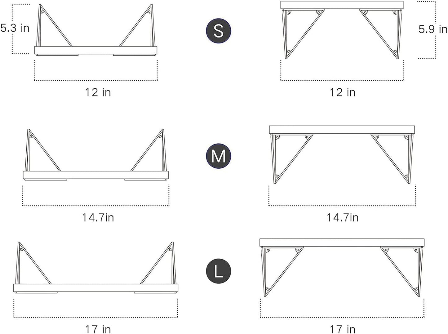 SRIWATANA Floating Shelves Wall Mounted, Rustic Wall Shelves for Bedroom, Bathroom, Living Room, Kitchen Set of 3