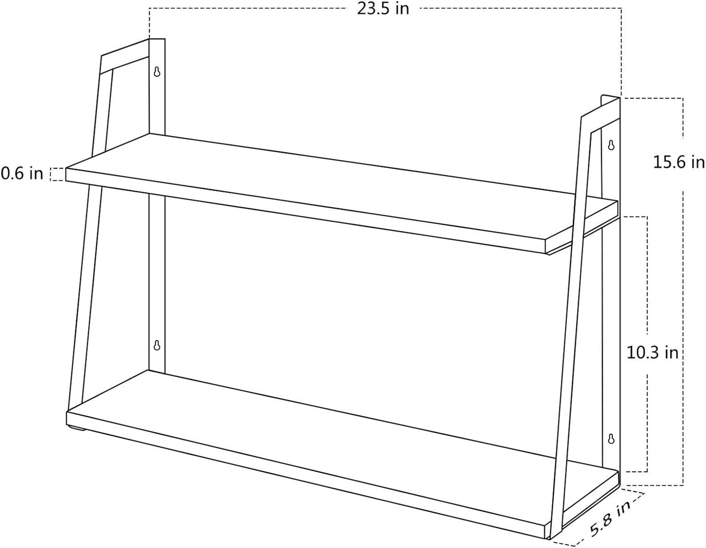SRIWATANA Floating Wall Shelves, 2-Tier Rustic Wood Shelves for Bedoom, Bathroom, Living Room, Kitchen