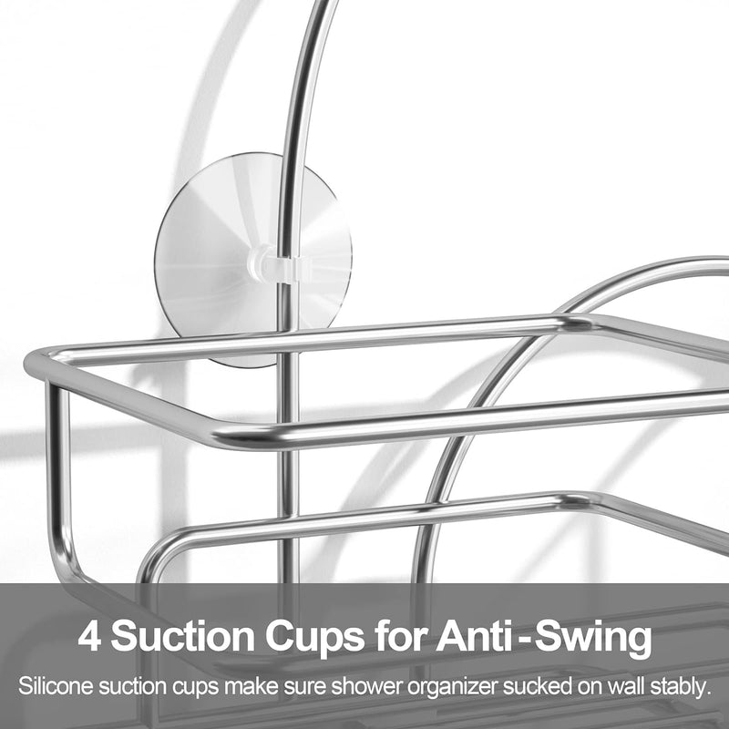 SRIWATANA Shower Caddy Organizer Hanging Over Head, Bathroom Shower Rack Hanger with Hooks for Razors