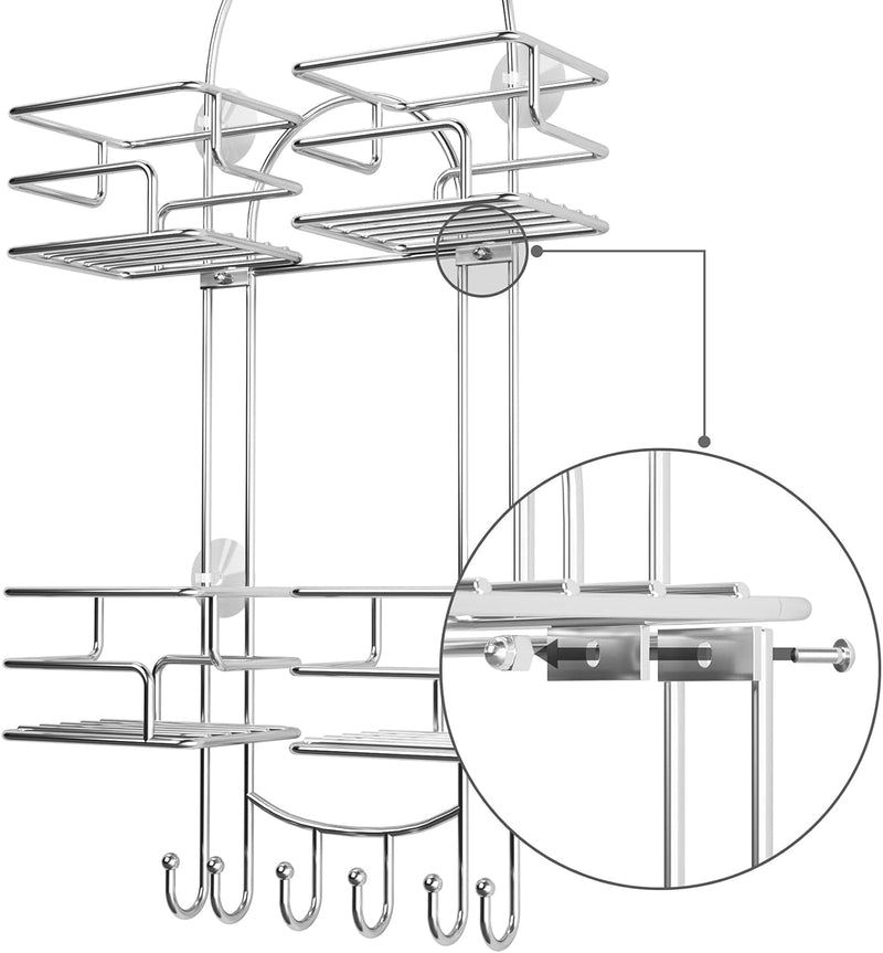 SRIWATANA Shower Caddy Organizer Hanging Over Head, Bathroom Shower Rack Hanger with Hooks for Razors