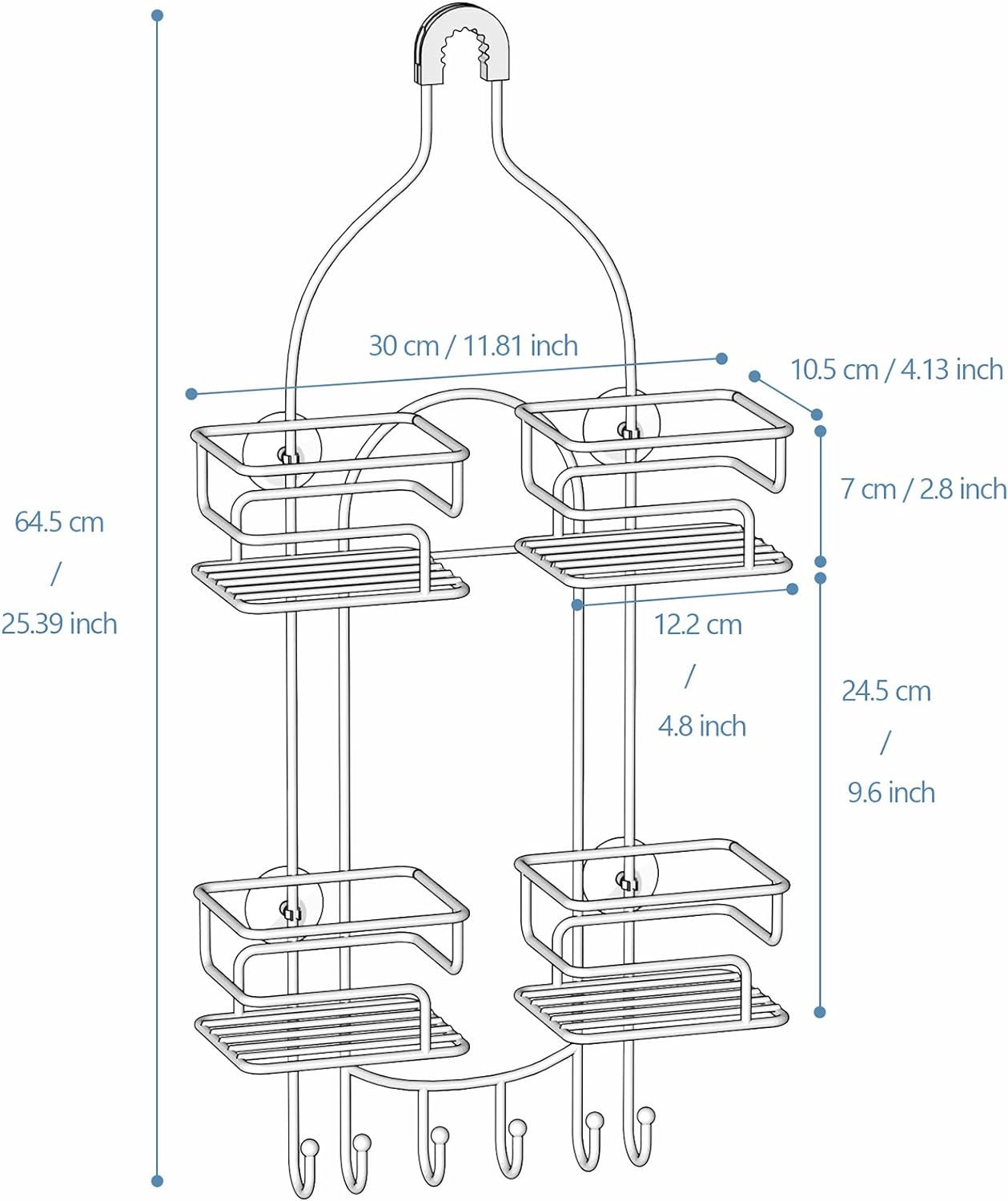 SRIWATANA Shower Caddy Organizer Hanging Over Head, Bathroom Shower Rack Hanger with Hooks for Razors