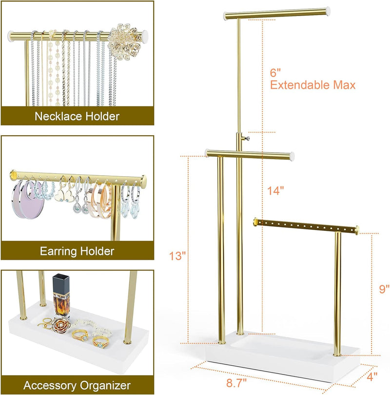 SRIWATANA Jewelry Organizer Stand, Extra Tall Necklace Holder Jewelry Holder for Mothers Day, Gift Idea