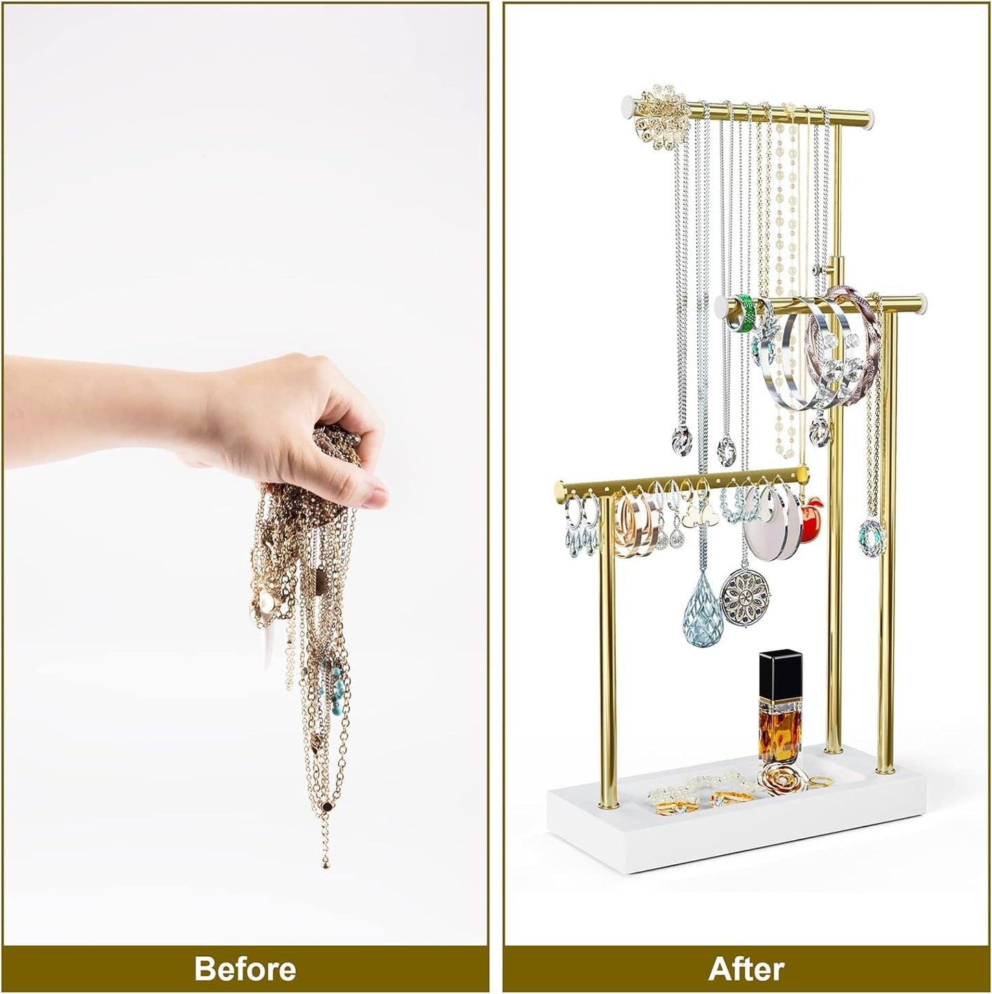 SRIWATANA Jewelry Organizer Stand, Extra Tall Necklace Holder Jewelry Holder for Mothers Day, Gift Idea