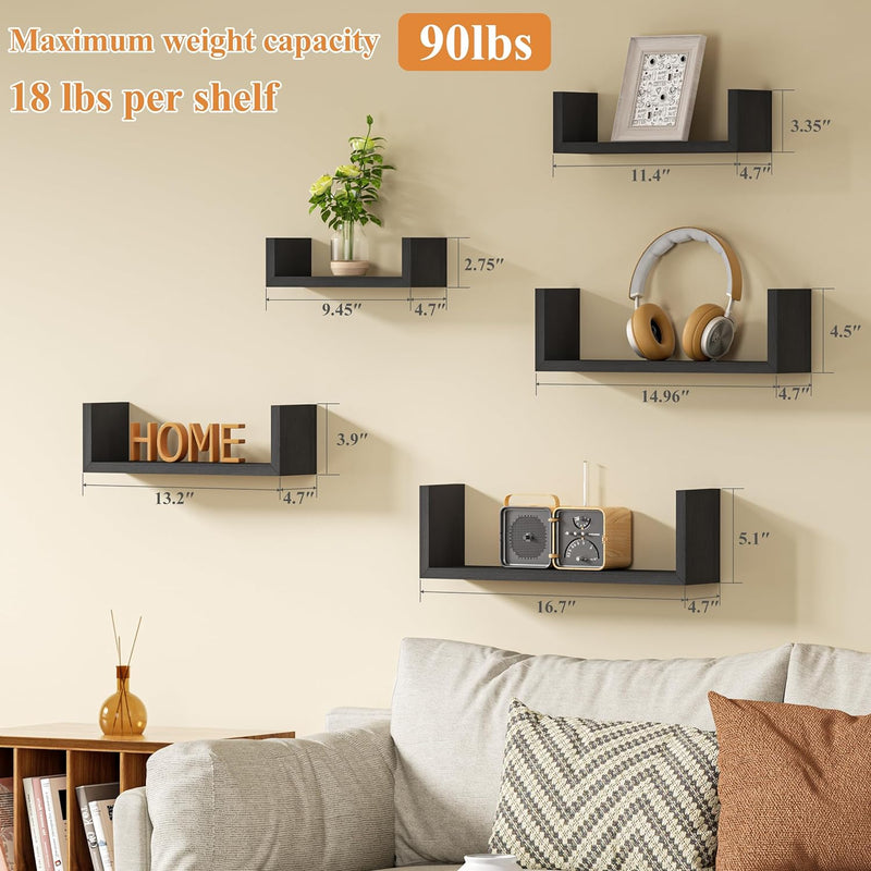 5 Pcs Wood Shelves for Wall Decor