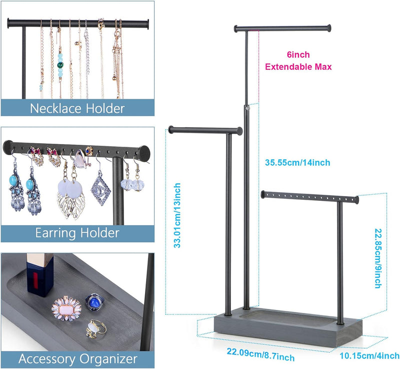 SRIWATANA Jewelry Organizer Stand, Extra Tall Necklace Holder Jewelry Holder for Mothers Day, Gift Idea