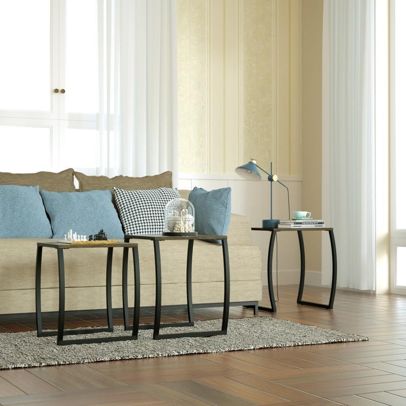 SRIWATANA Nesting Tables, Vintage Side End Tables Living Room, Coffee Snack Table Set of 3