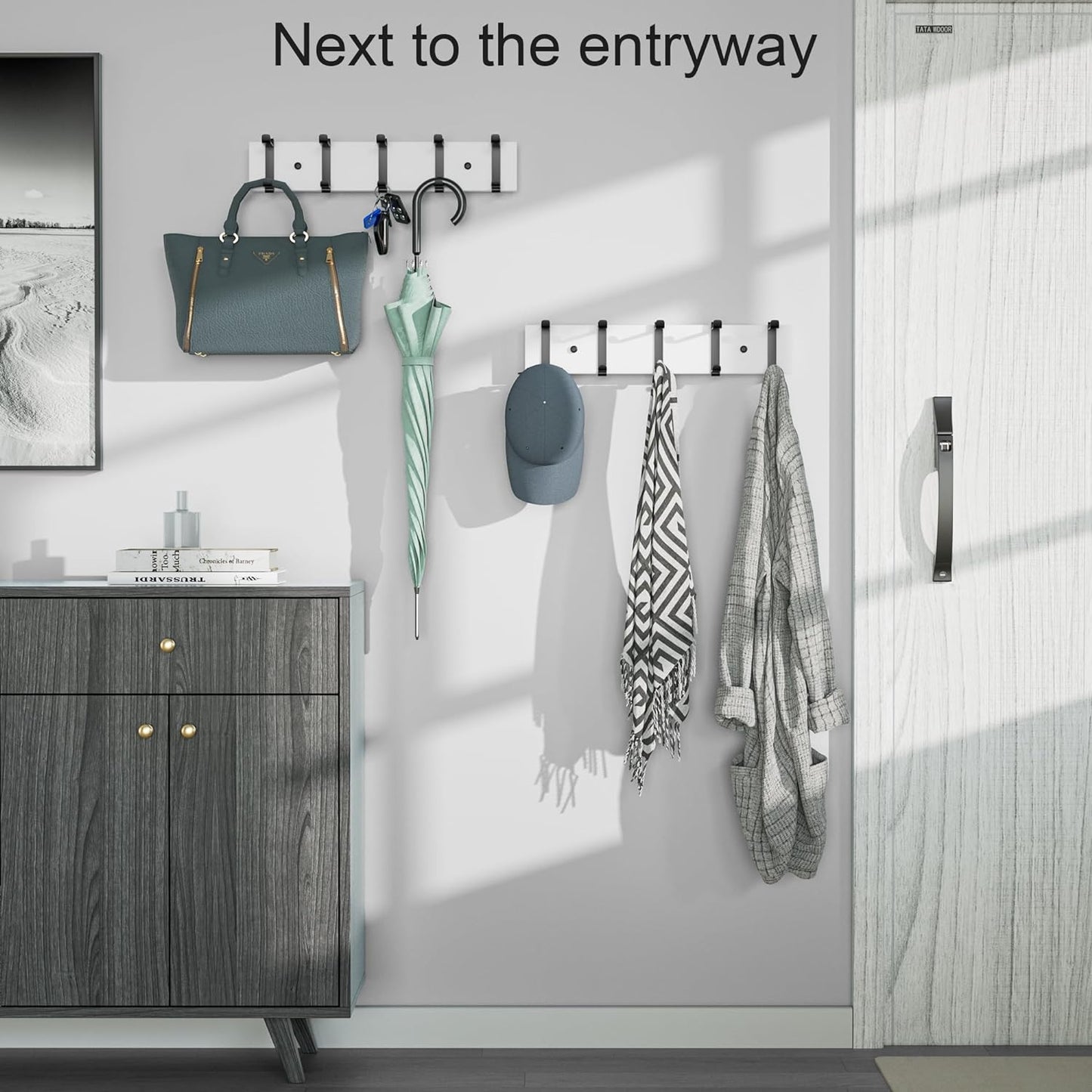 SRIWATANA Wall Mounted Coat Hooks, Entryway Coat Racks with 10 Wall Hooks for Wall Organized and Storage in Cloakroom, Bedroom, Kitchen