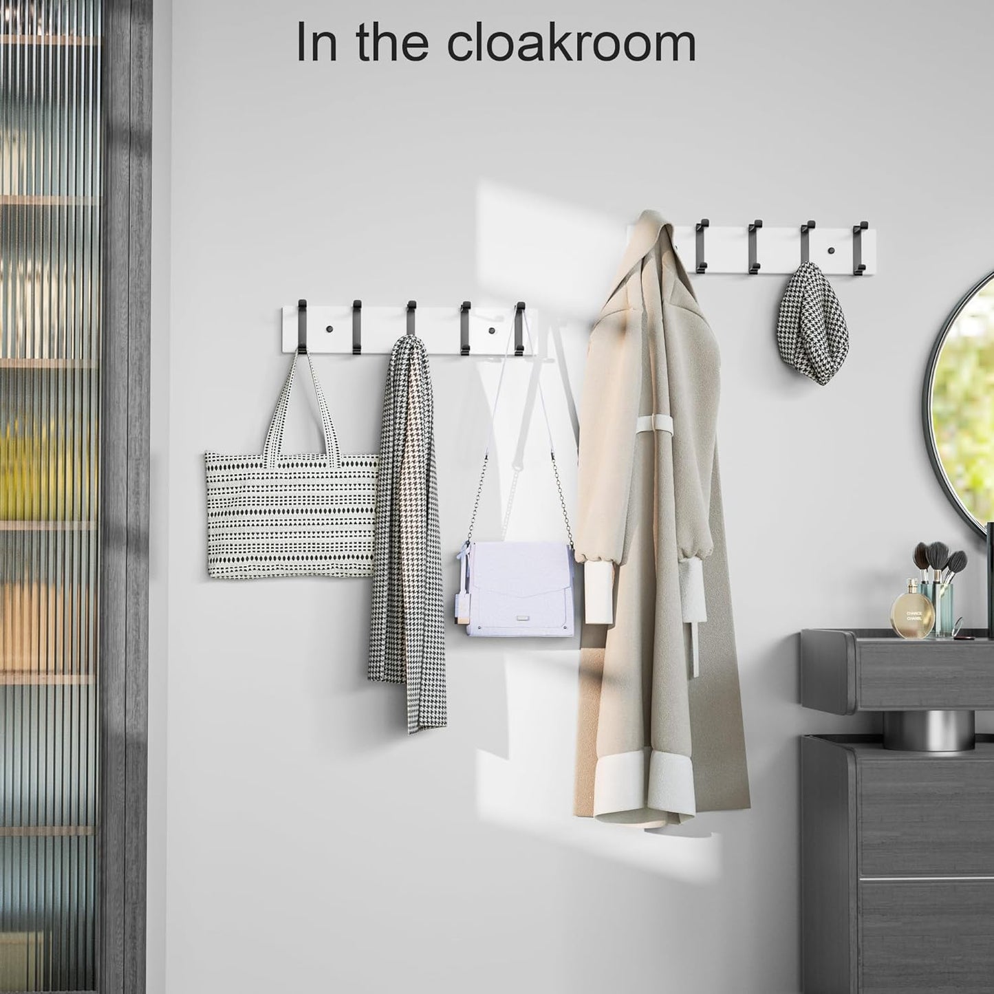 SRIWATANA Wall Mounted Coat Hooks, Entryway Coat Racks with 10 Wall Hooks for Wall Organized and Storage in Cloakroom, Bedroom, Kitchen