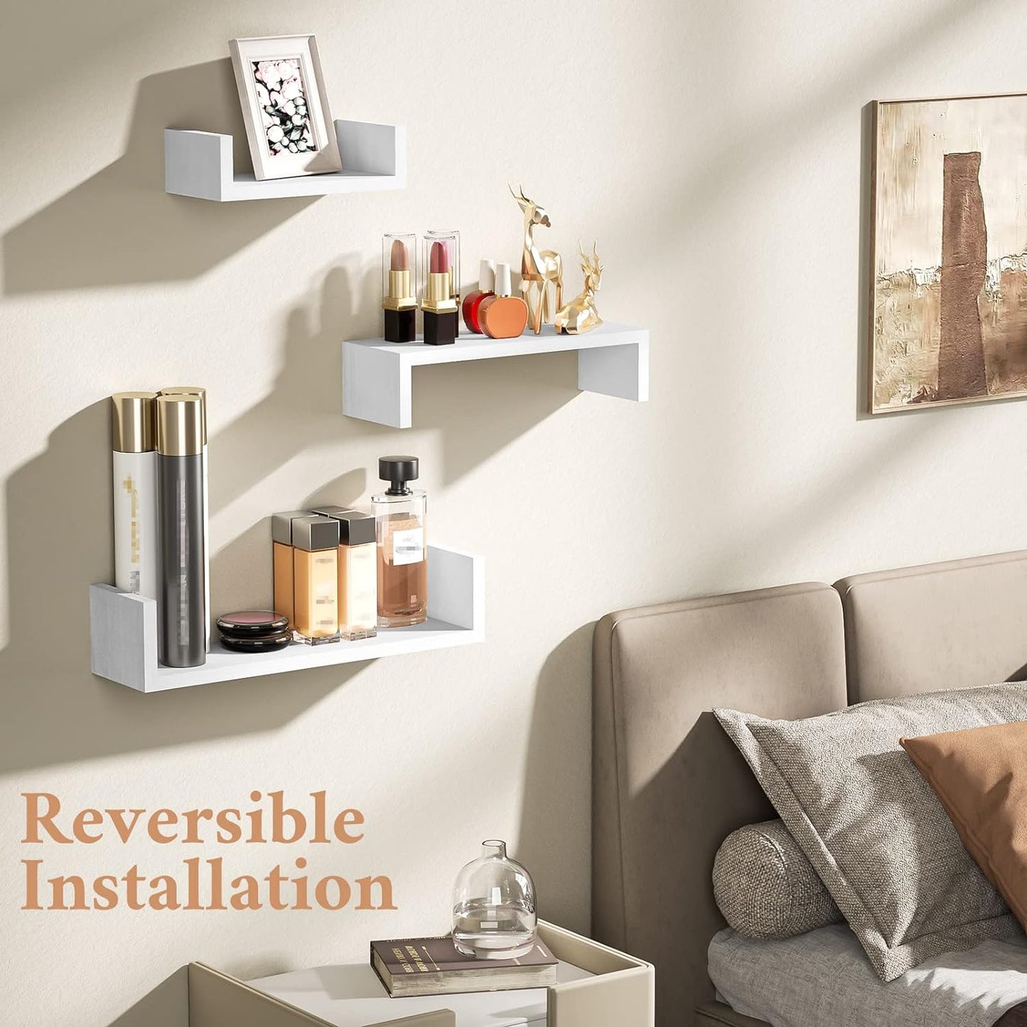 SRIWATANA Floating Shelves Wall Mounted, Solid Wood Wall Shelves