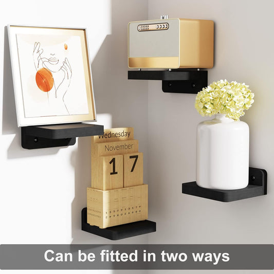 SRIWATANA Small Floating Shelves Wall Mounted, 4 Inch Wood Shelf for Decoration and Storage Set of 4, Mini Display Shelf for Bedroom, Bathroom, Kitchen, Office