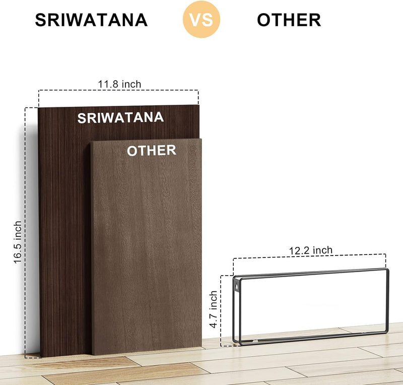 SRIWATANA Wide Floating Shelves, Rustic Wood Wall Shelves Set of 2, Wall Mounted Shelves with Large Capacity for Many Rooms Decor