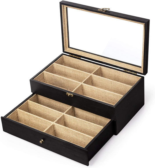 SRIWATANA 12 Slot Sunglasses Case Organizer (Weathered Black）