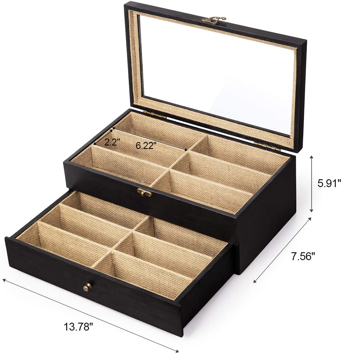 SRIWATANA 12 Slot Sunglasses Case Organizer (Weathered Black）