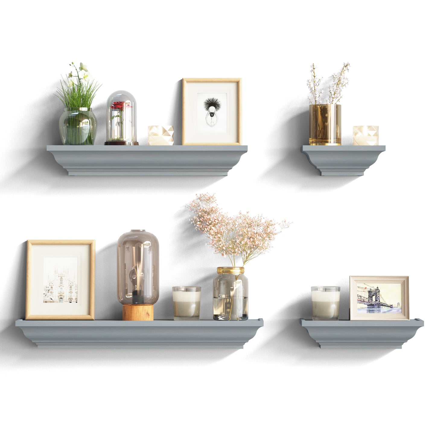 Set of 4 Display Ledge Shelves Decor